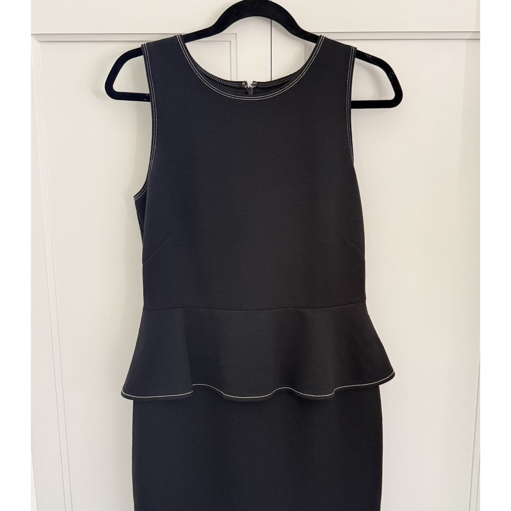 Ann Taylor Womens Black Peplum Sheath Dress Sleeveless Zip Back Size 4 Business